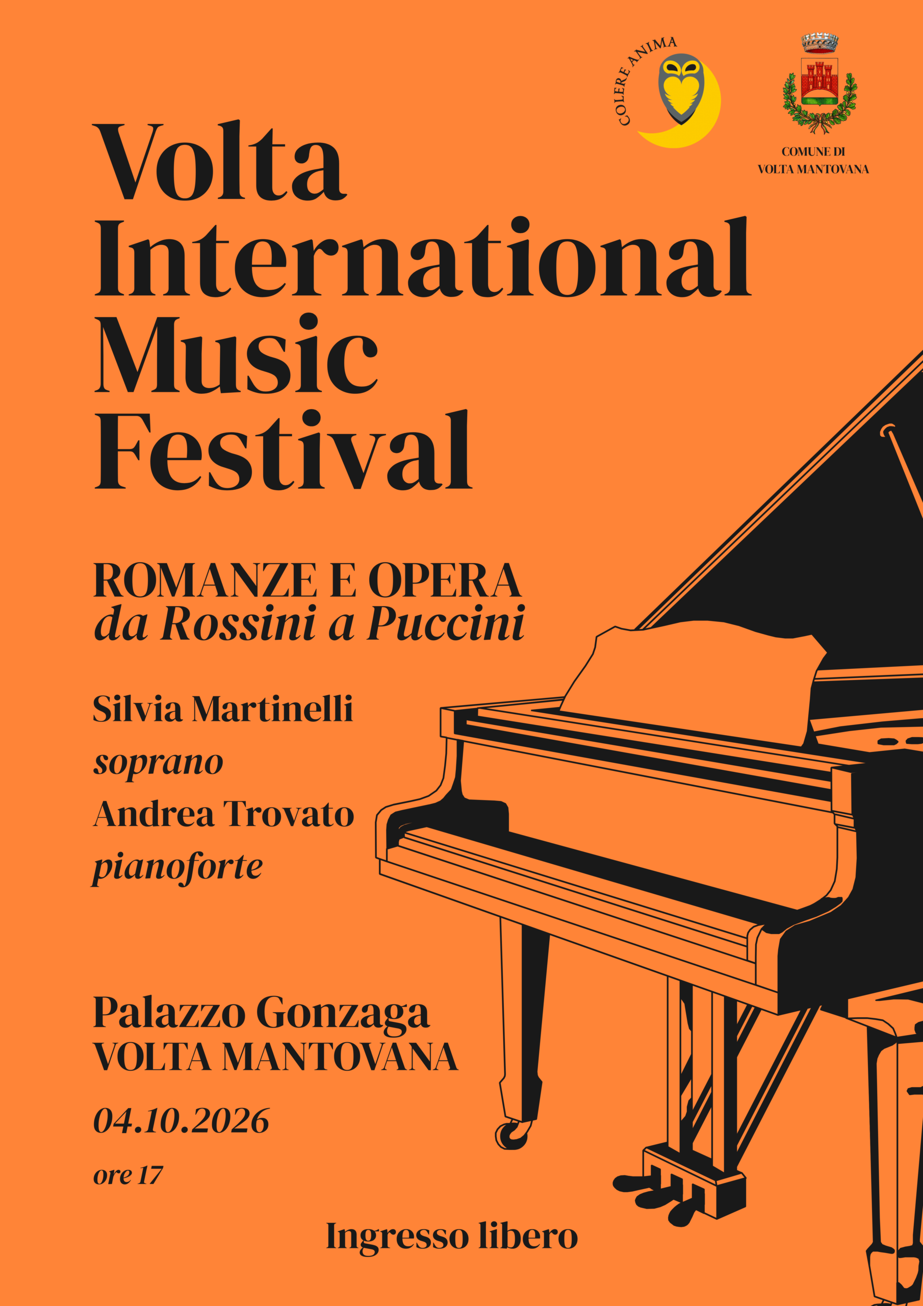 Locandina del concerto di Silvia Martinelli e Andrea Trovato a Palazzo Gonzaga a Volta Mantovana