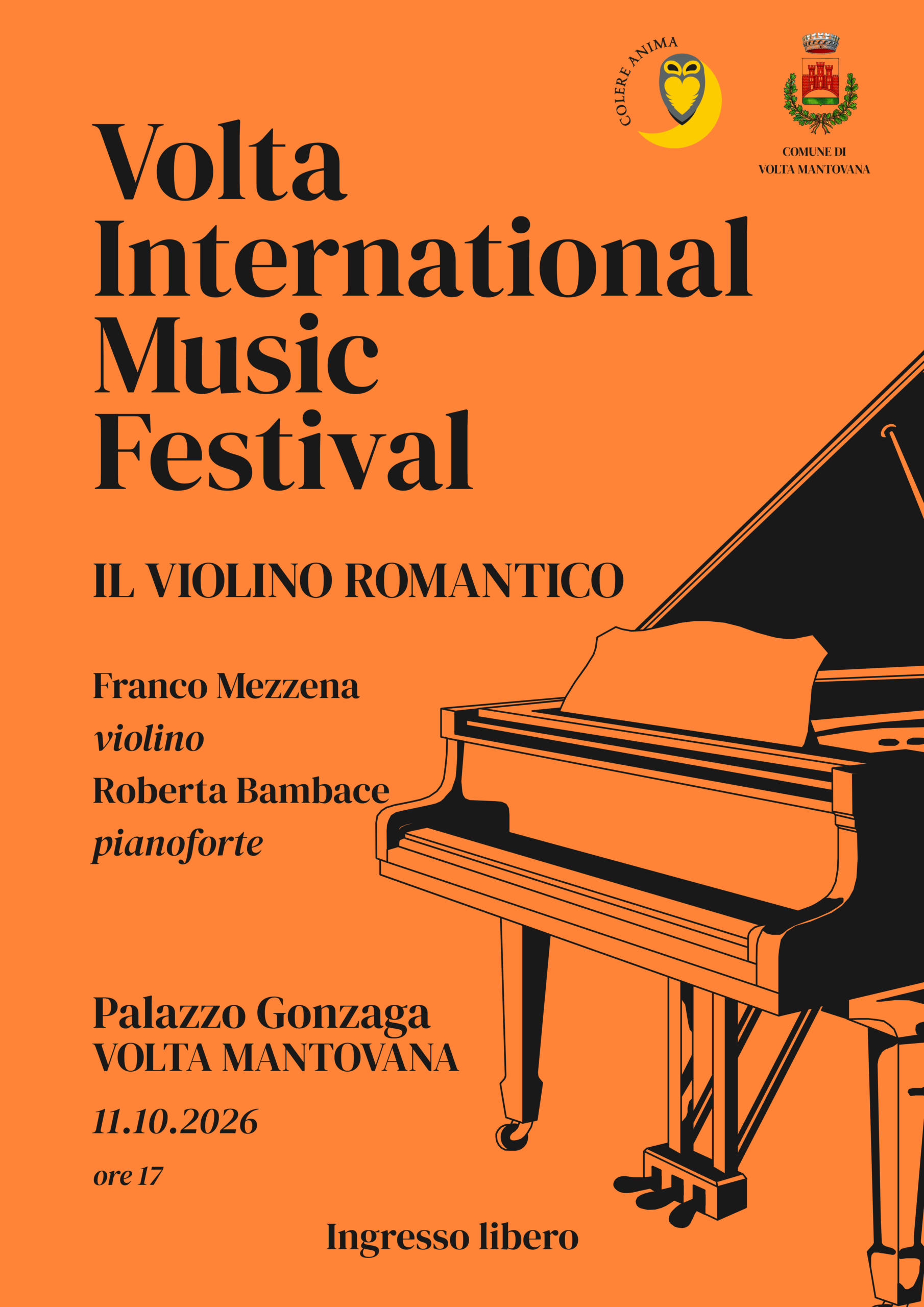 Locandina del concerto di Franco Mezzena e Roberta Bambace a Palazzo Gonzaga a Volta Mantovana